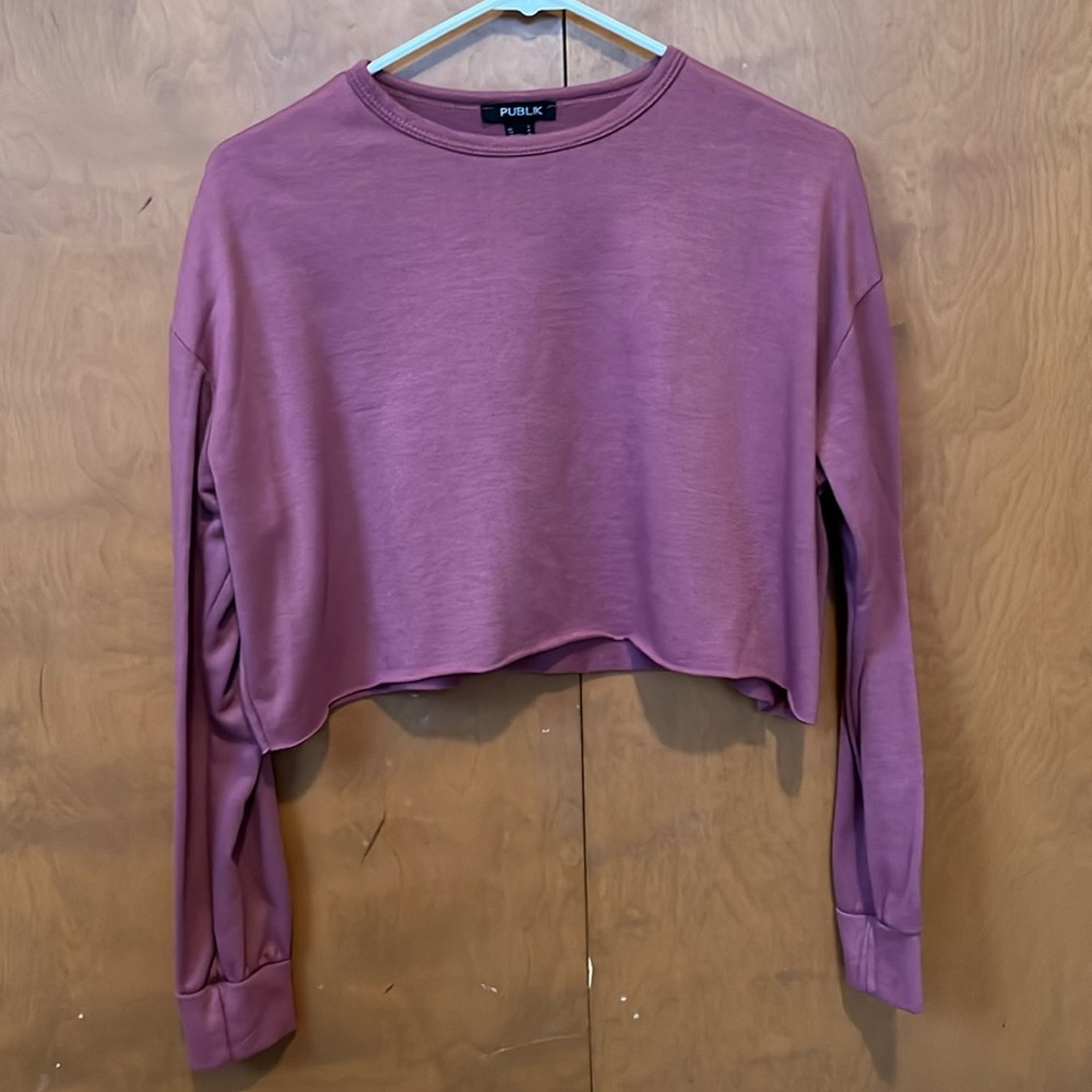 Pink Long Sleeve Crop-top